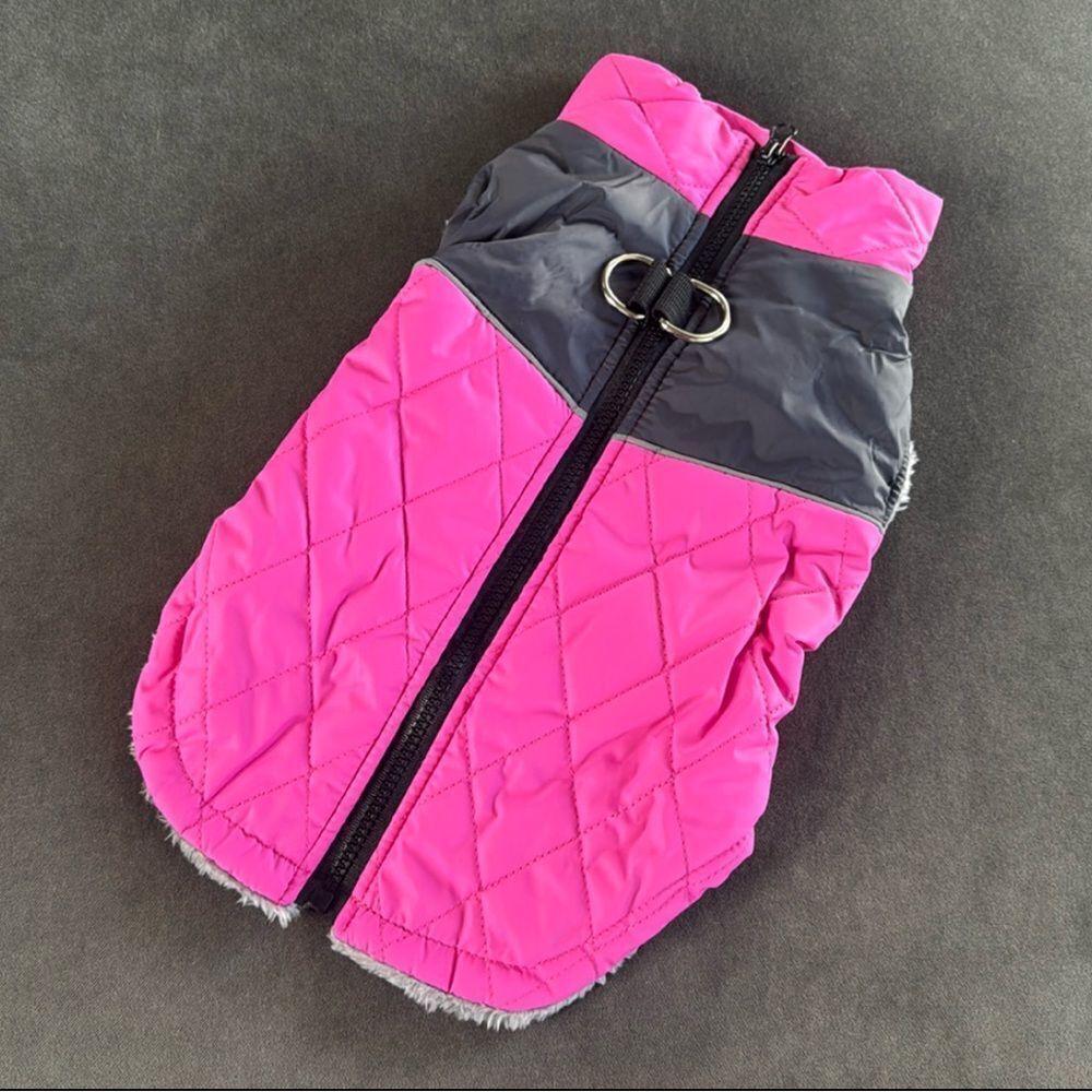 Dog Pet Coat Pink & Black Zip Up No Pull Design D-Rings for Leash Size M NEW